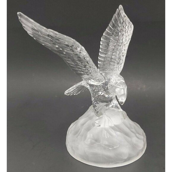 Cristal d'Arque Lead Crystal Bald Eagle Figurine 7.5 x 4.75 inch Made in France - Picture 1 of 9